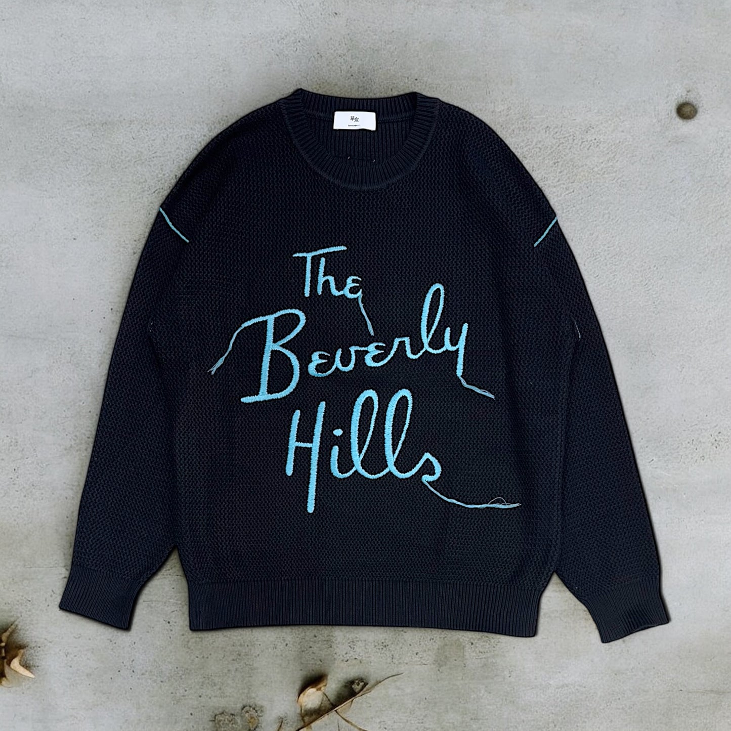 Crew neck pullover with stitches the beverly hills