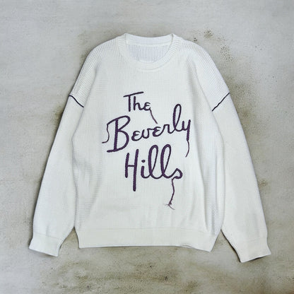 Crew neck pullover with stitches the beverly hills