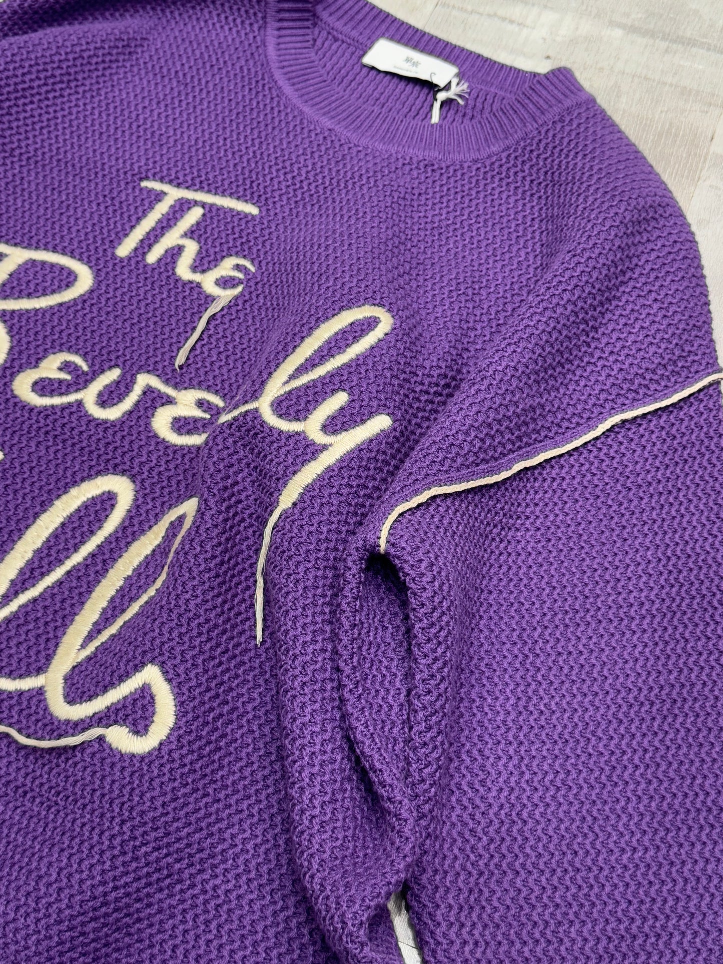 Crew neck pullover with stitches the beverly hills