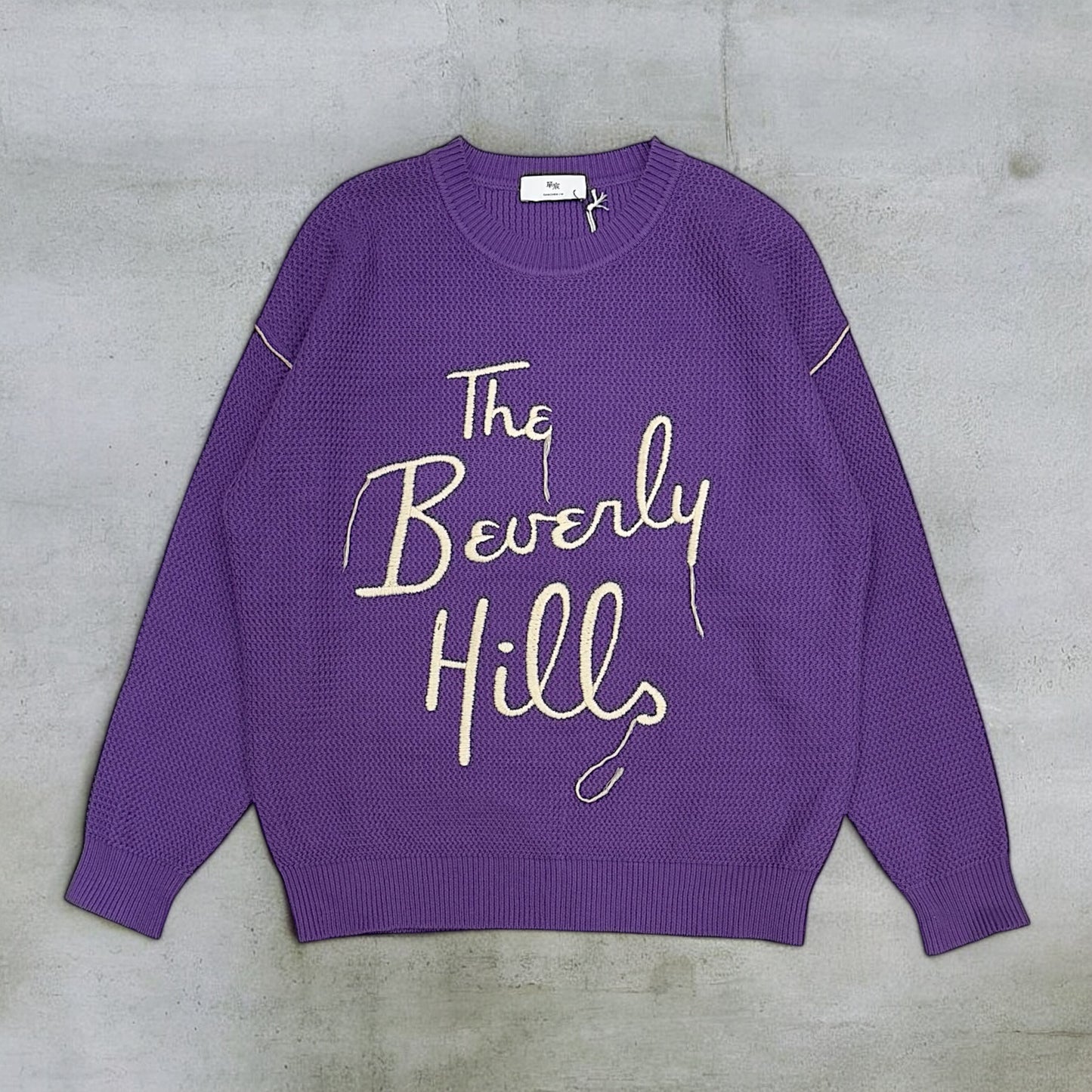 Crew neck pullover with stitches the beverly hills