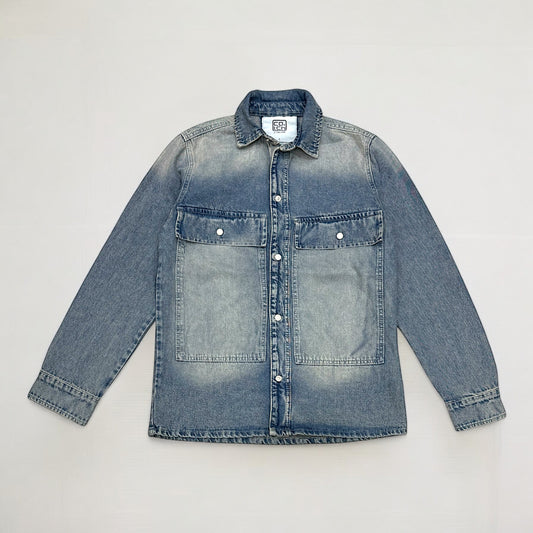 Denim overshirt in light blue washed