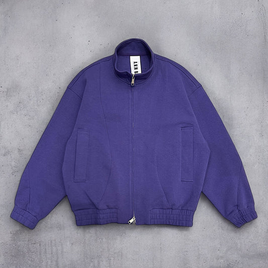 Boxy fit Purple cotton jacket with circle texture