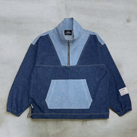 Denim quarter zipper sweater