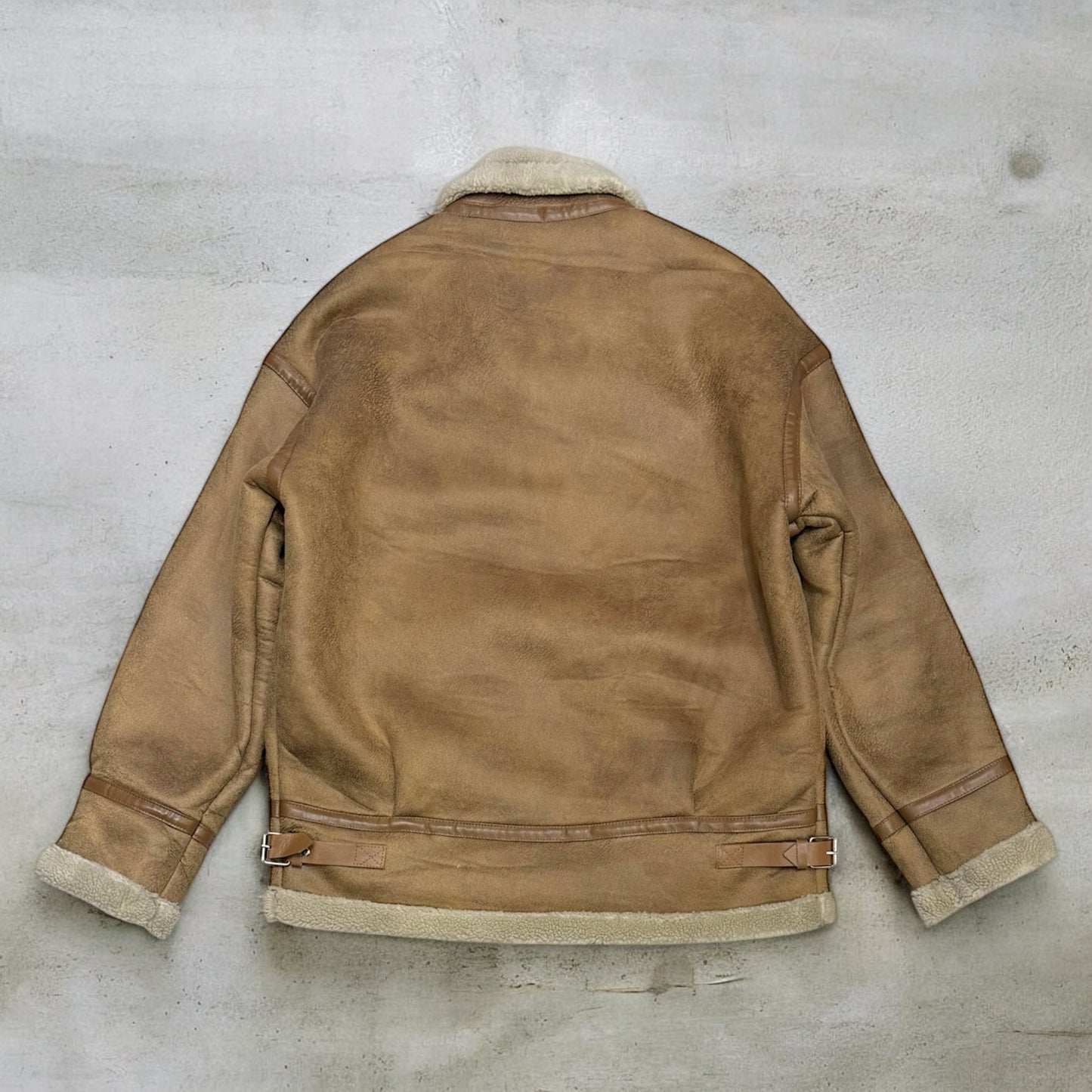 Cropped oversized Vintage leather jacket