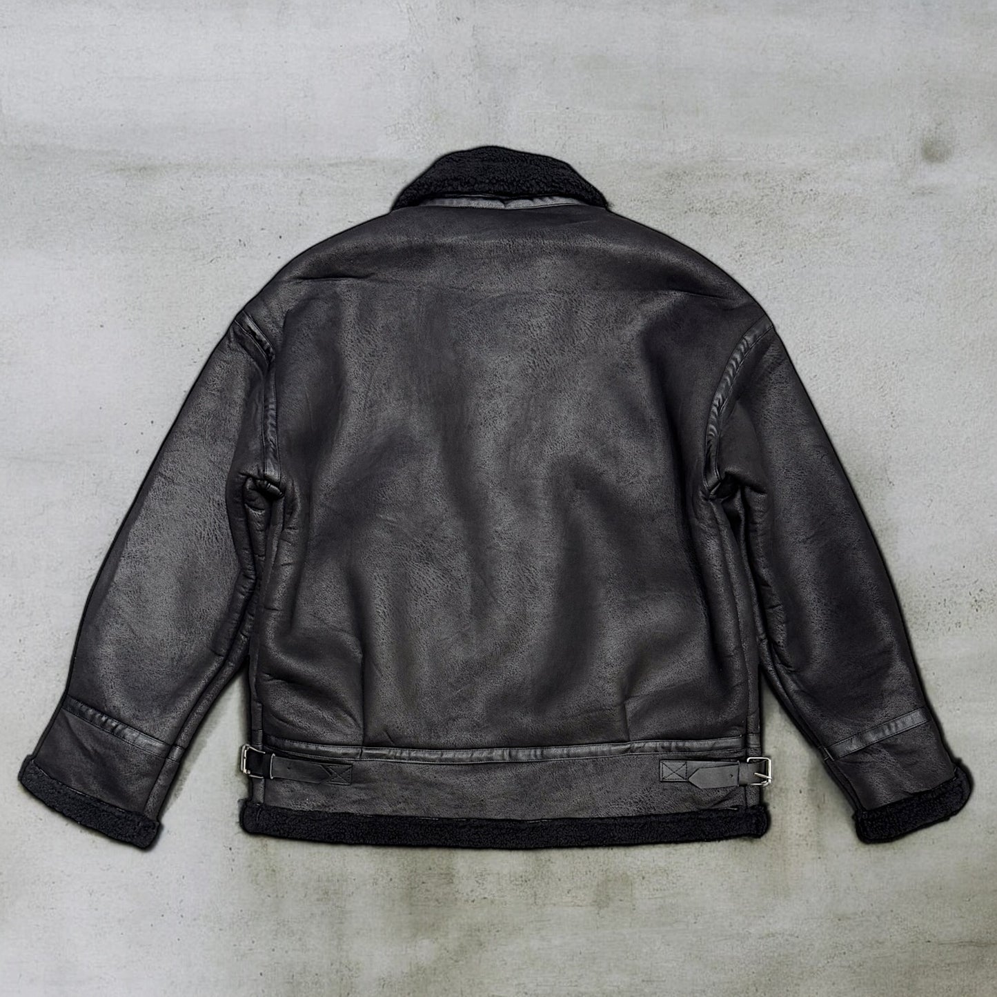 Cropped oversized Vintage leather jacket